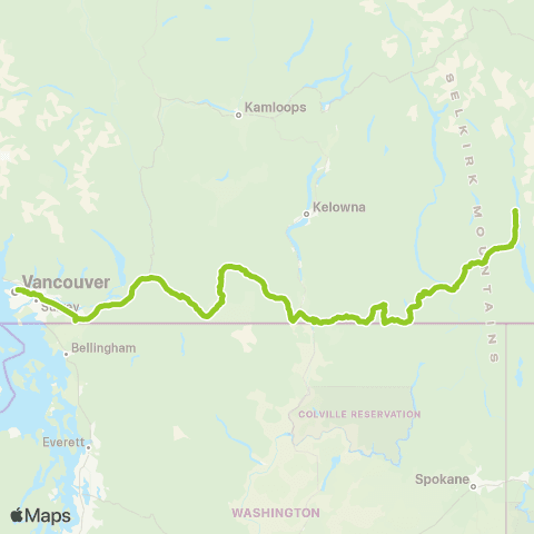Mountain Man Mike's Bus (Kaslo - Vancouver) map