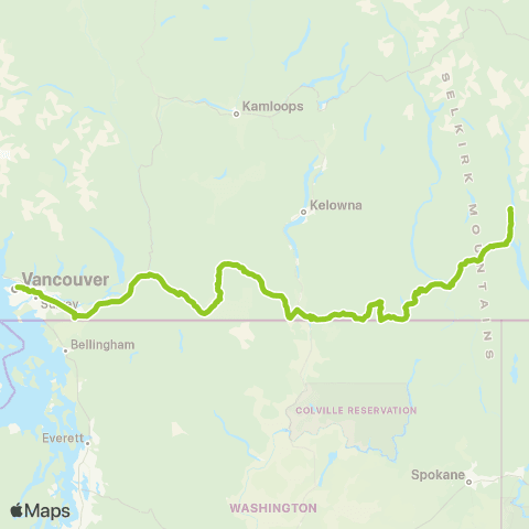 Mountain Man Mike's Bus (Vancouver - Kaslo) map
