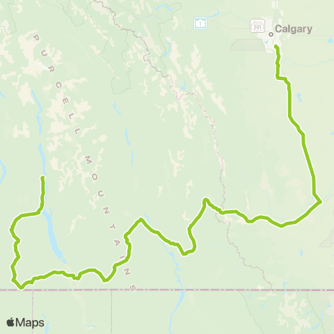 Mountain Man Mike's Bus (Kaslo - Calgary) map