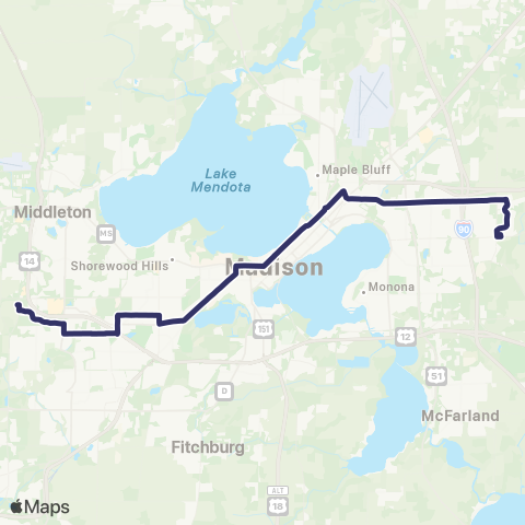 Madison Metro Route D map