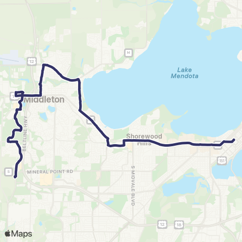 Madison Metro Route F map