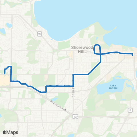 Madison Metro Route J map
