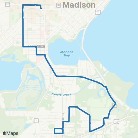 Madison Metro Route O map