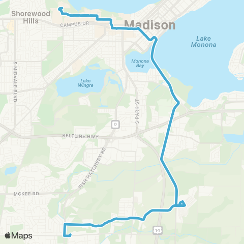 Madison Metro Route 65 map