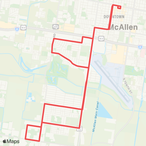 Metro McAllen Route 1 map