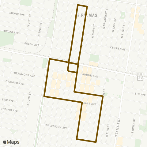 Metro McAllen Downtown Circulator map