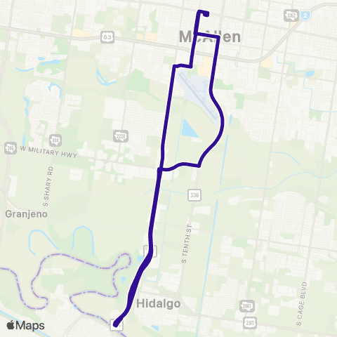 Metro McAllen Bridge Route map