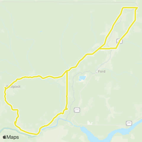 Moccasin Express Ford map