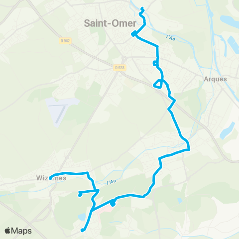 Mouvéo Saint-Omer (Gare) > Helfaut / Hallines map