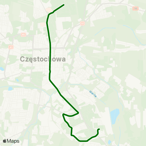 MPK Częstochowa Fieldorfa-Nila-Stadion Raków map