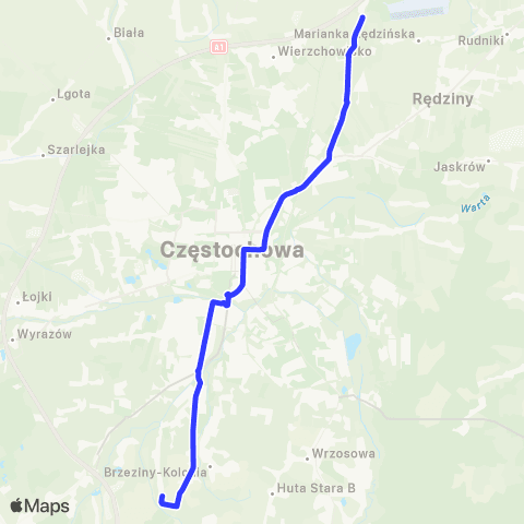 MPK Częstochowa Malownicza-Rząsawa map