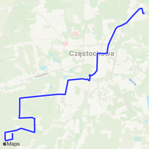 MPK Częstochowa Wyczerpy - Osiedle-Liszka Dolna map