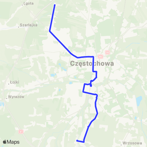 MPK Częstochowa Żabiniec-Brzeziny map