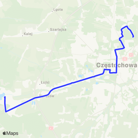 MPK Częstochowa Blachownia - Plac Niepodległości-Gombrowicza map