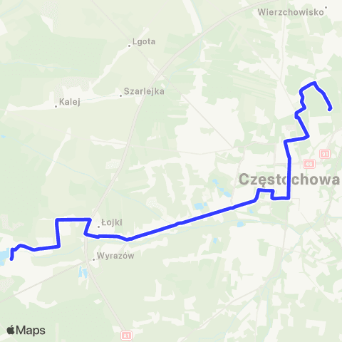MPK Częstochowa Gombrowicza-Blachownia - Plac Niepodległości map
