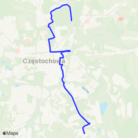 MPK Częstochowa Błeszno-Kukuczki map