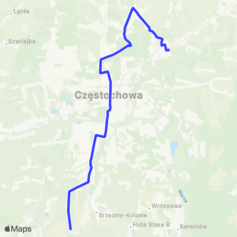 MPK Częstochowa Wyczerpy - Osiedle-Malownicza map
