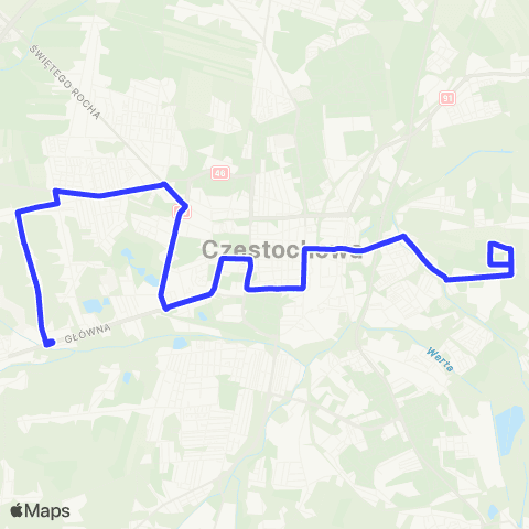 MPK Częstochowa Złotogórska-Gnaszyn Dospel map