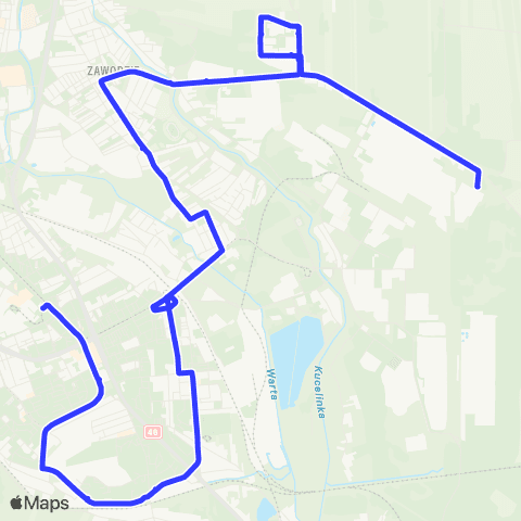 MPK Częstochowa KSSE Kusięcka-Zajezdnia MPK map