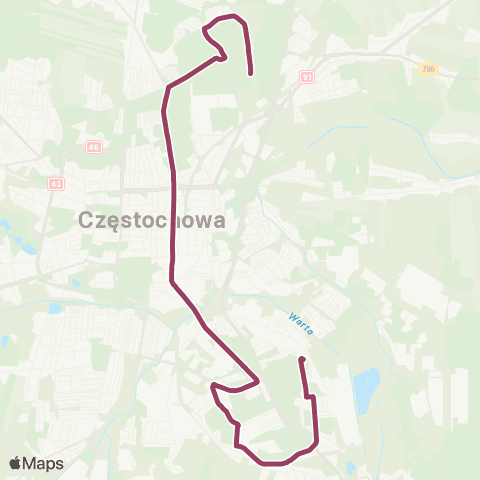 MPK Częstochowa Raków - Dworzec PKP-Kukuczki map