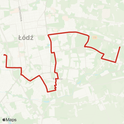 MPK Łódź Janów - Nowe Sady-zajezdnia NOWE SADY map