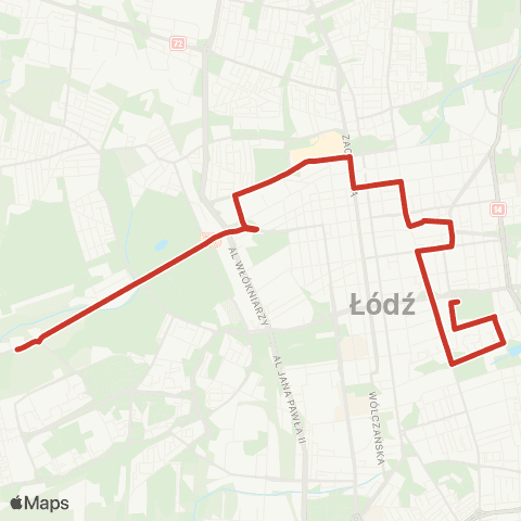 MPK Łódź Muzeum Kinematografii-Konstantynowska-Zaj. Muzealna Brus NŻ map