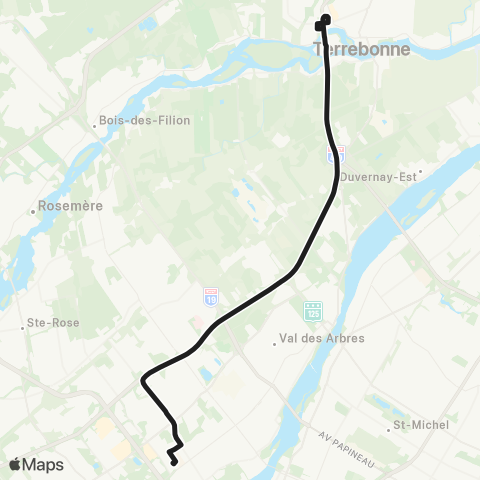 exo Terrebonne-Mascouche Terrebonne - Terminus Montmorency map