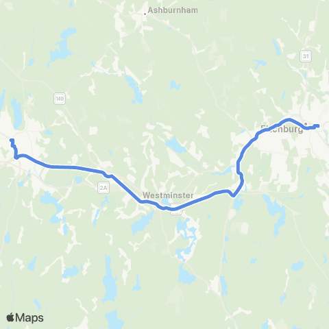 MART Intercity Gardner-Fitchburg map