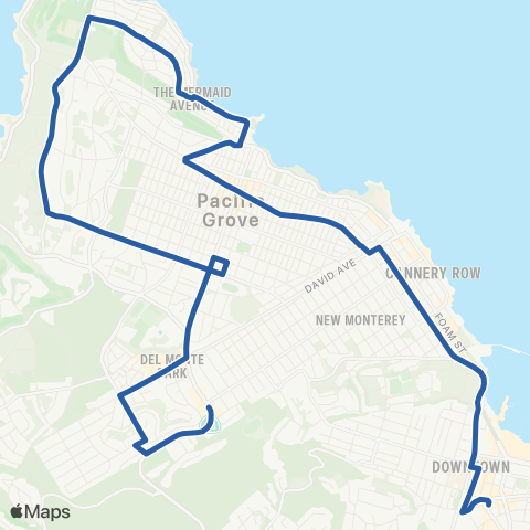Monterey-Salinas Transit Monterey - Pg via David Avenue map