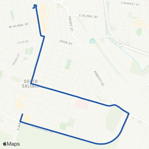 Monterey-Salinas Transit Salinas - South Main via Sv Health map