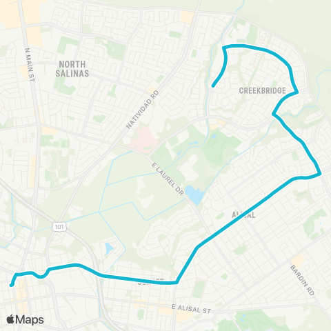 Monterey-Salinas Transit Salinas - East Market / Creekbridge map