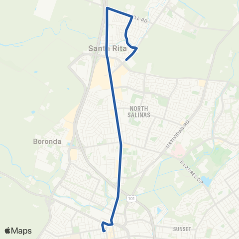 Monterey-Salinas Transit Salinas - Santa Rita via North Main map