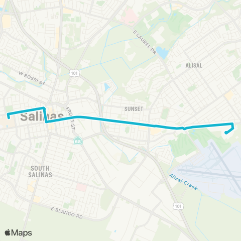 Monterey-Salinas Transit Hartnell East Alisal - West Alisal map