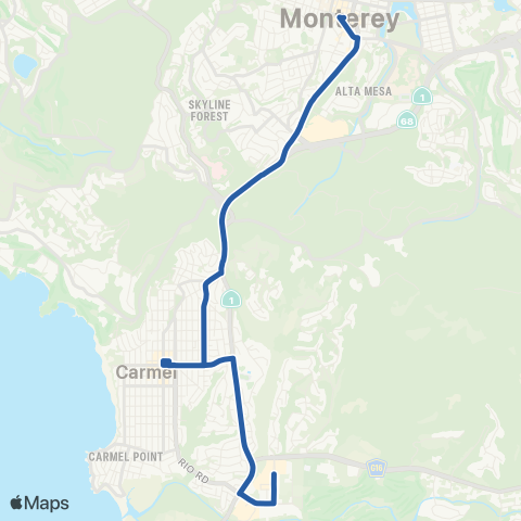 Monterey-Salinas Transit Monterey - Carmel Rancho map