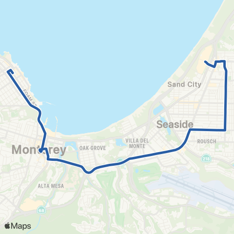 Monterey-Salinas Transit JAZZ - A Aquarium / Sand City via Hilby map
