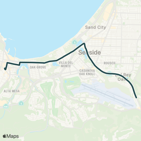 Monterey-Salinas Transit Del Rey Oaks Shuttle map