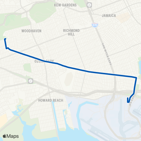 MTA Queens Cypress Hills - Rockaway Blvd - JFK Travel Plz. map