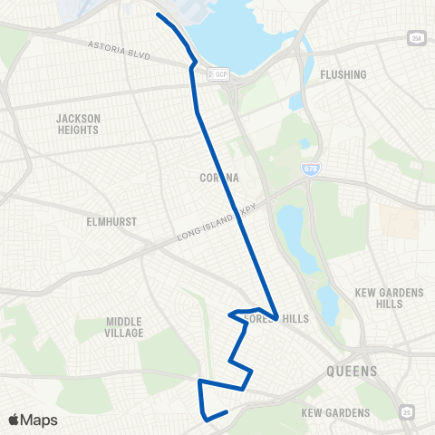 MTA Queens East Elmhurst - Forest Hills map