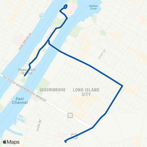 MTA Queens Roosevelt Island - Long Island City map