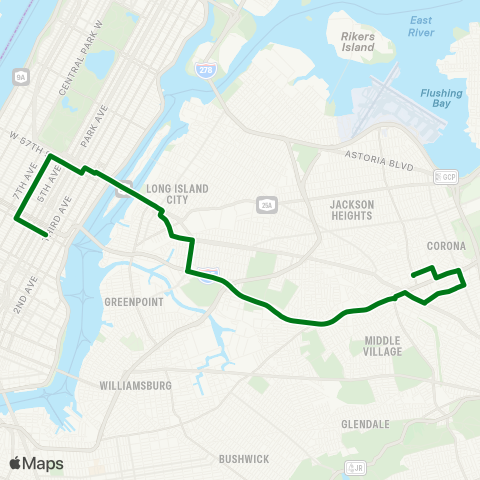 MTA Express Lefrak City - Midtown Express map