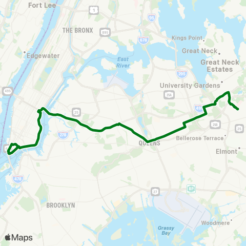 MTA Express Glen Oaks - Downtown Express map