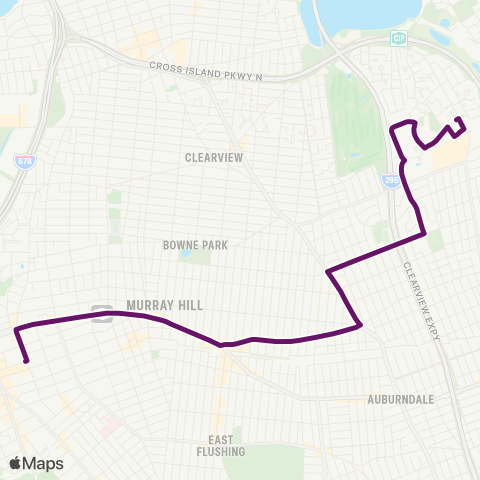 MTA Queens Flushing - Bay Terrace Rush map