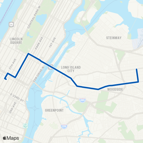 MTA Queens Jackson Heights - Penn Station (Midtown) map