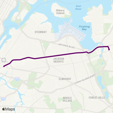 MTA Queens Flushing - Long Island City Rush map