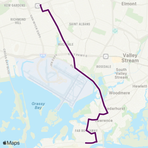 MTA Queens Far Rockaway - Jamaica Rush map