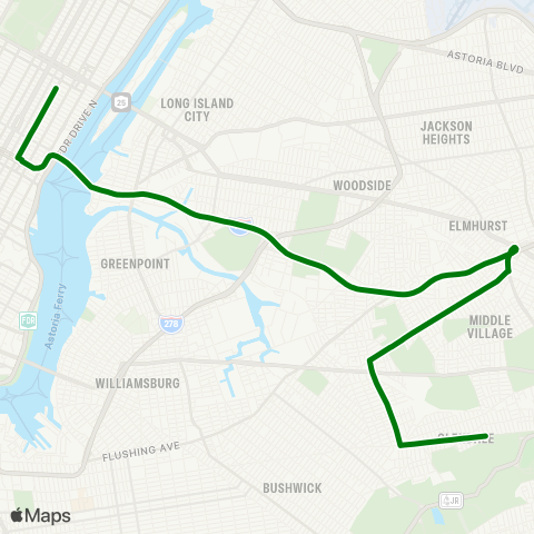 MTA Express Glendale - Midtown Express map