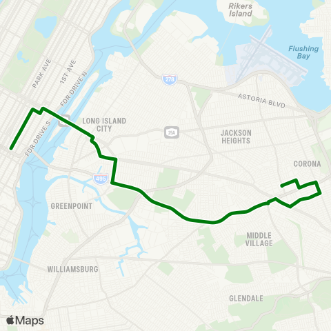 MTA Express Lefrak City - Midtown Express map