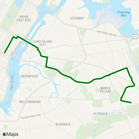 MTA Express Forest Hills - Midtown Express map