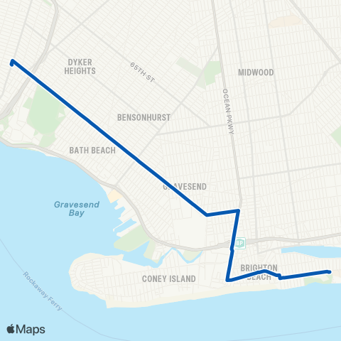 MTA Brooklyn Bay Ridge - Manhattan Beach map
