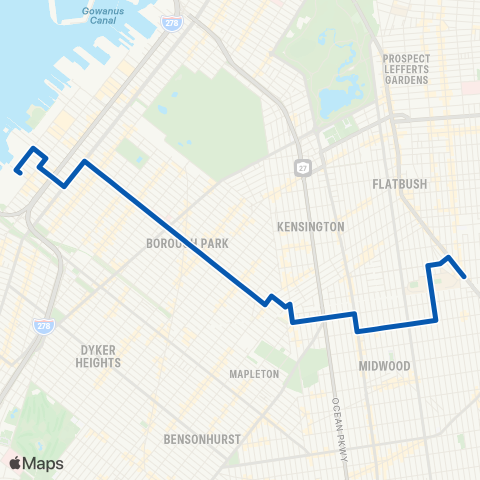 MTA Brooklyn Sunset Park - Midwood map